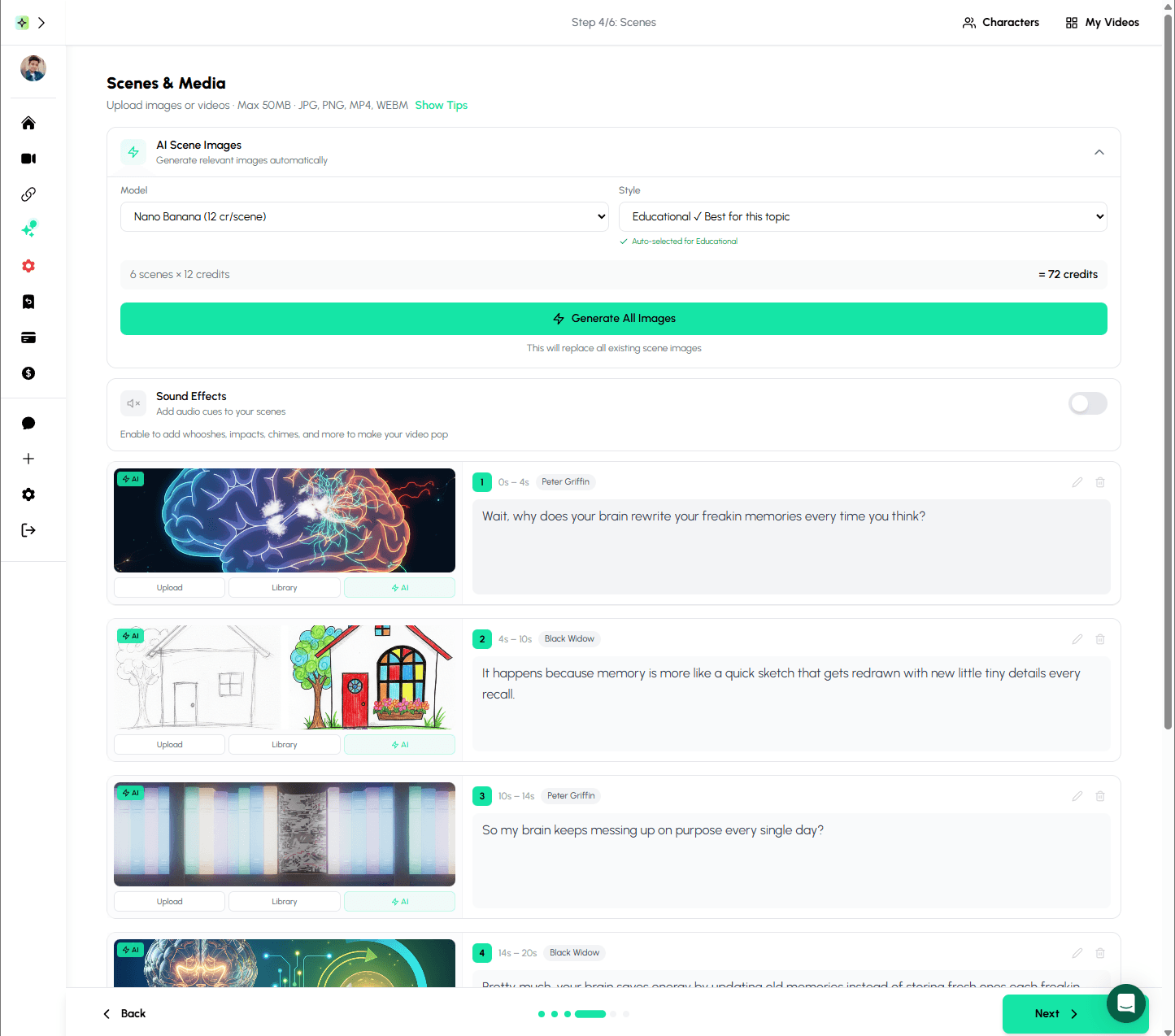 Autoclips background and media selection for adding gaming backgrounds and visual content to voice cloning videos