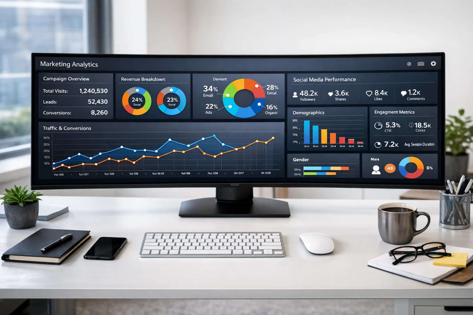 AI marketing automation funnel showing automated content creation from script to social media posting
