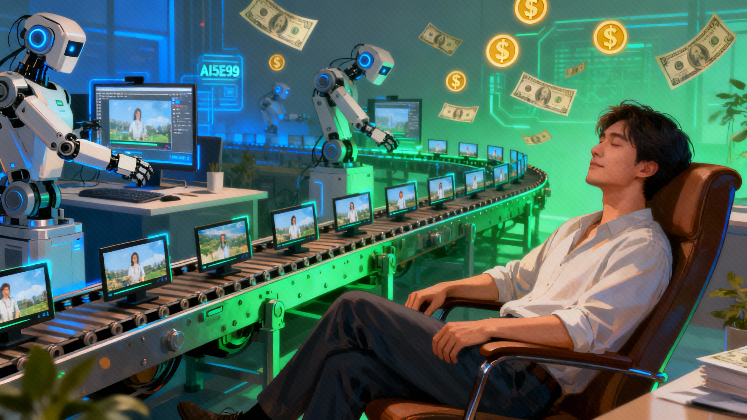 Effortless AI automation creating videos while you relax