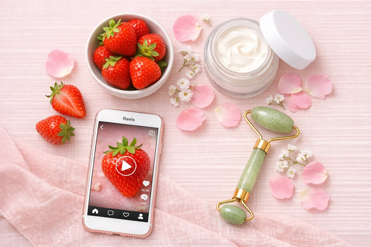 AI strawberry video about beauty and skin health benefits