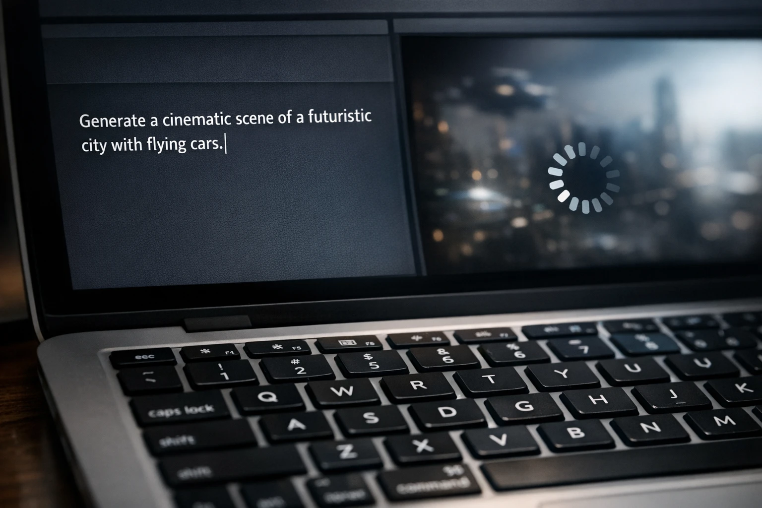 AI video from text showing text being transformed into professional video content with scenes and voiceover