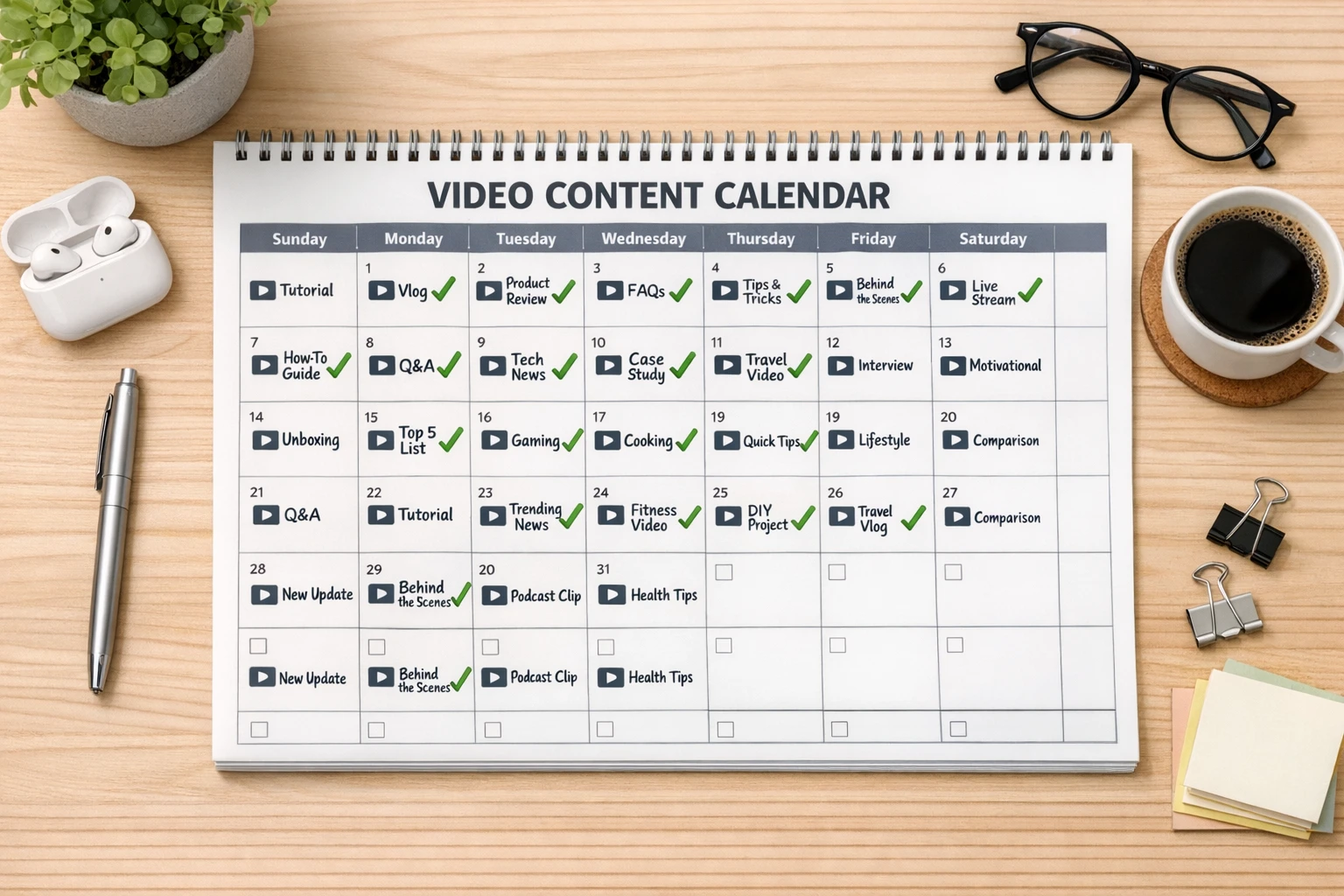 AI video generation platform content calendar with automated daily posting schedule