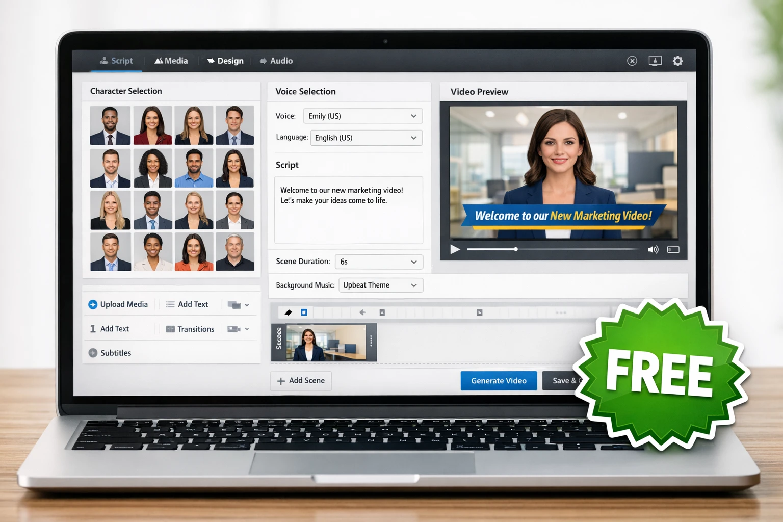 Autoclips free tier features showing Character Explainer, Faceless Videos, and 3D Animation capabilities