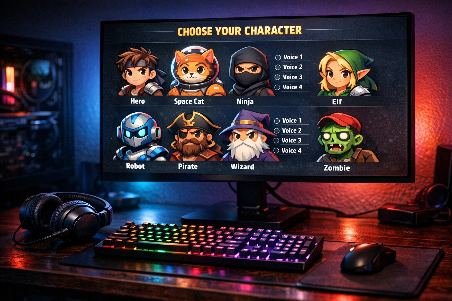 AI voice generator for gaming videos with character voice cloning