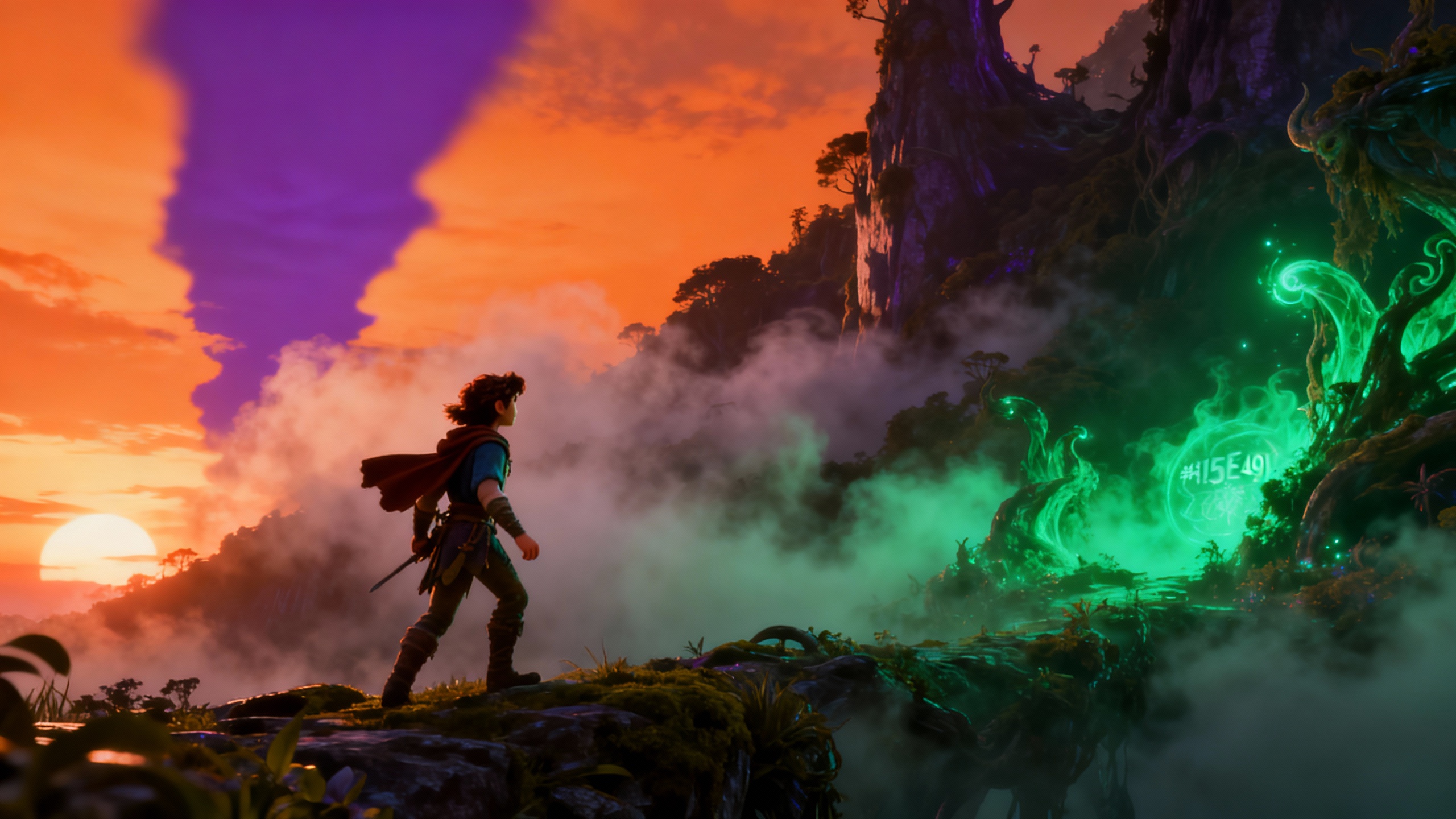 Epic cinematic storytelling visualization with dramatic 3D animated scene