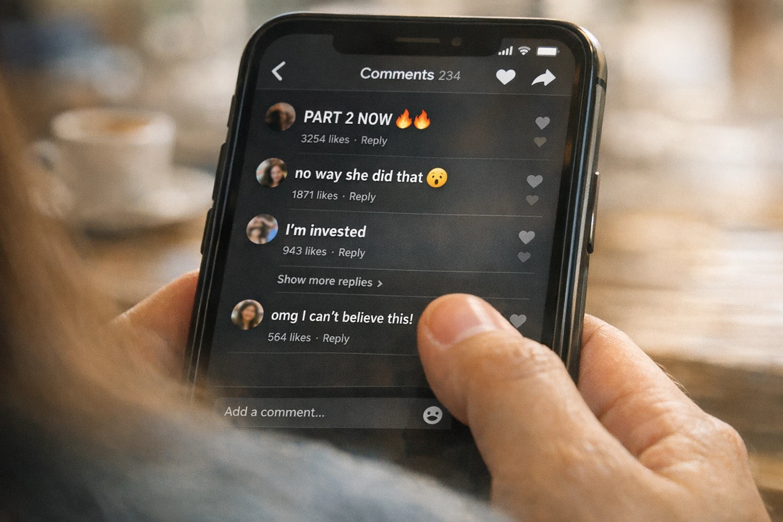 Comment section of a fruit drama TikTok exploding with viewers demanding part 2