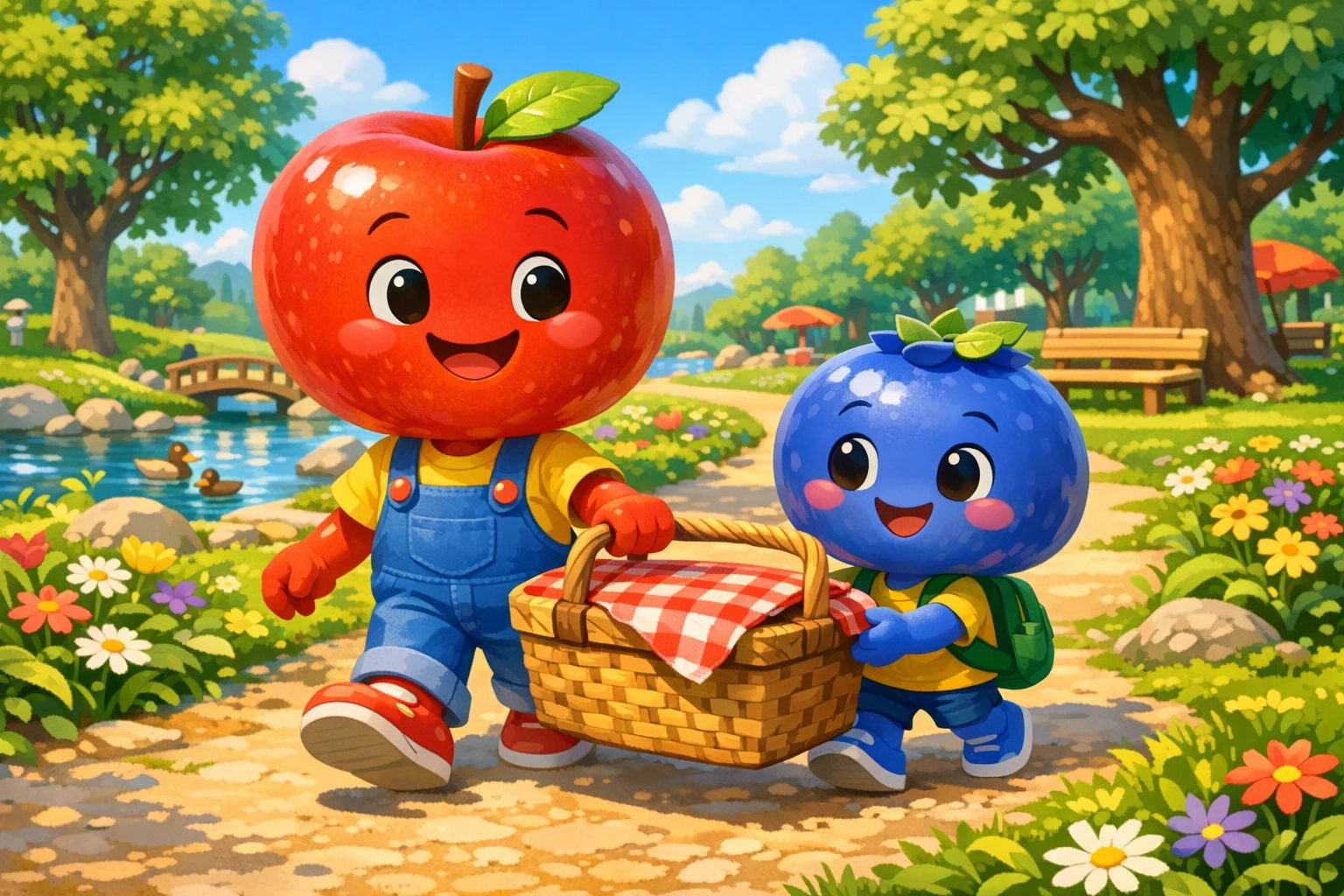 Fruit story videos for kids showing colorful fruit characters on an adventure