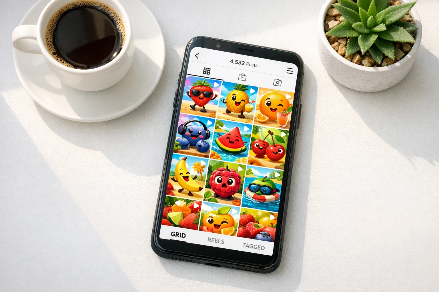 One fruit story video published across TikTok, YouTube, and Instagram from connected accounts