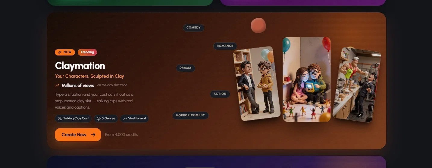 Claymation maker online on the Autoclips dashboard - one click to start, nothing to install