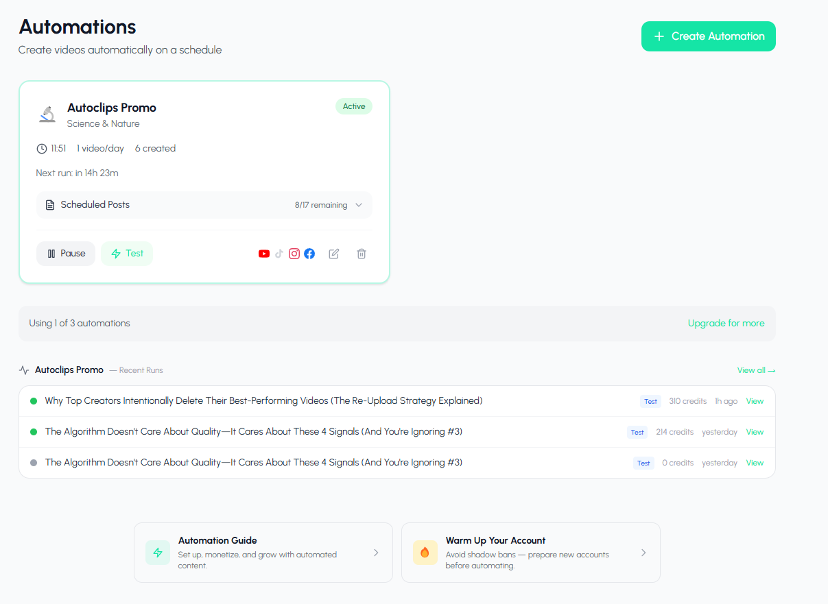 AI automation services dashboard - self-serve video marketing platform replacing expensive agencies